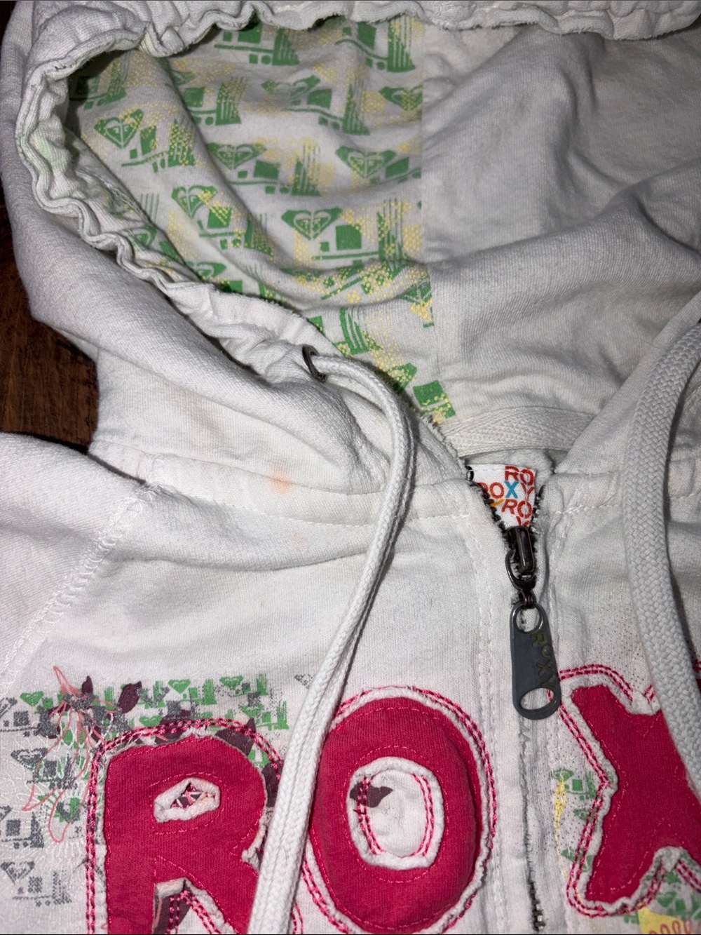 Roxy Zip Up Hoodie with Pink Logo and Multicolor Floral Print - Picture 8 of 14